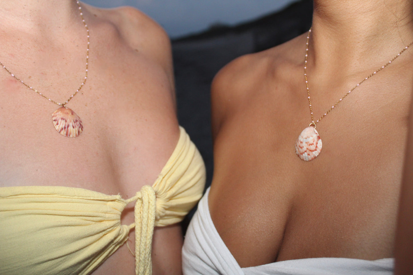 Pretty in pink scallop shell necklace